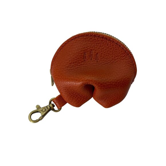 Portland Leather Goods Fortune Cookie Pouch Keychain Orange Leather Boho - Picture 6 of 16